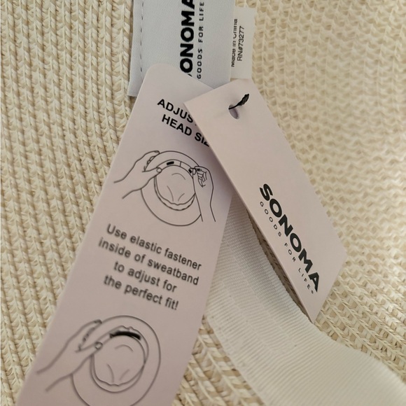 NEW * SONOMA Packable Cream Woven Sun Hat OS - Picture 4 of 5